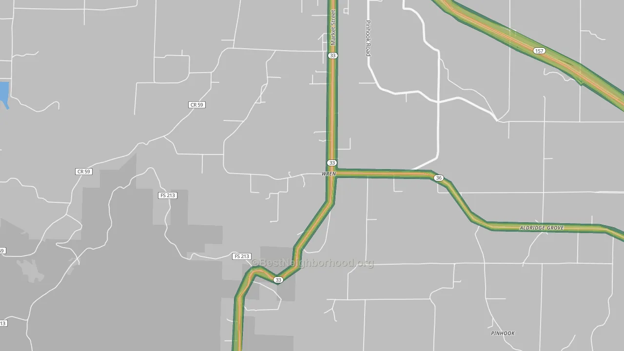 Wren, AL Map of Noise Levels in Wren