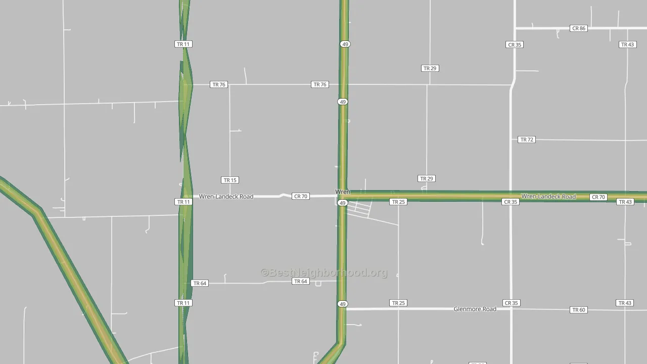 Wren, OH Map of Noise Levels in Wren