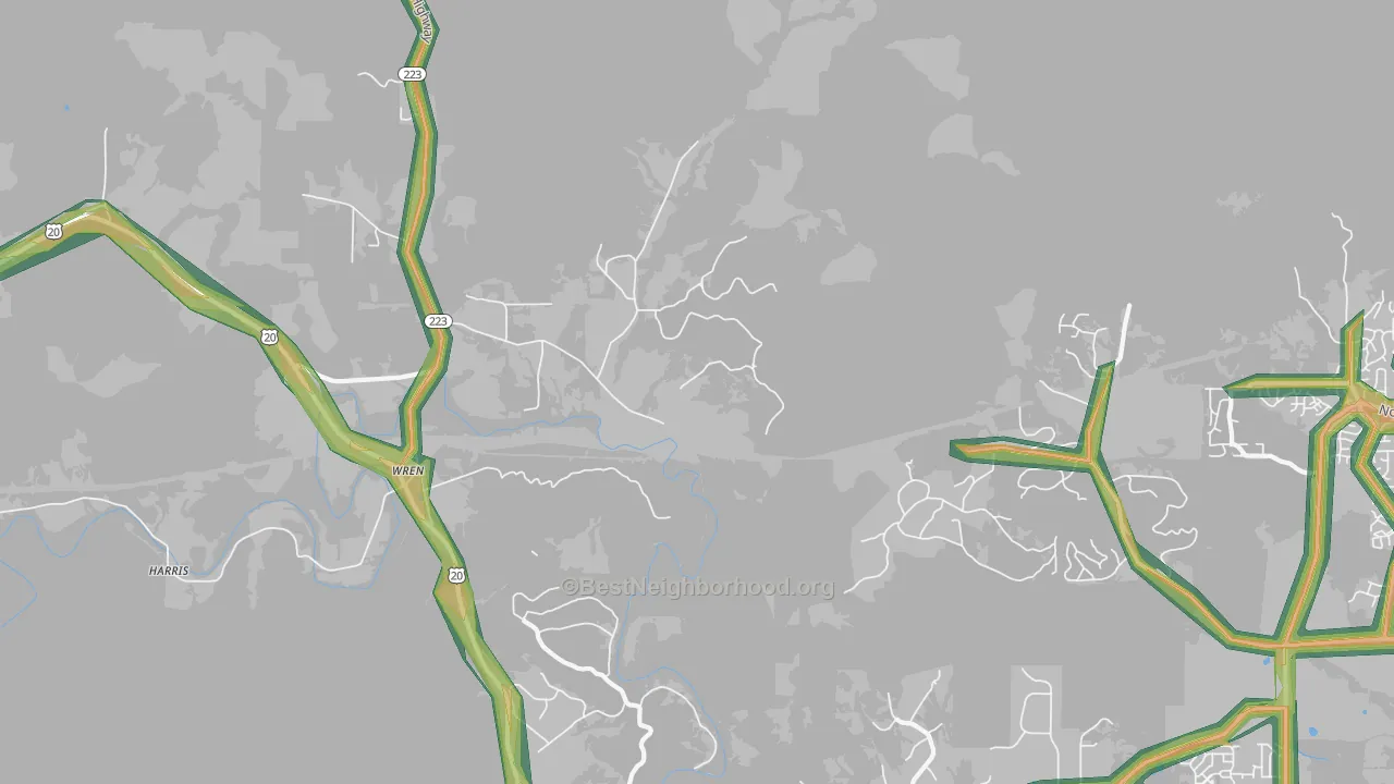 Wren, OR Map of Noise Levels in Wren
