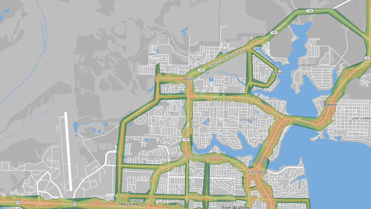 Wright, FL Map of Noise Levels in Wright