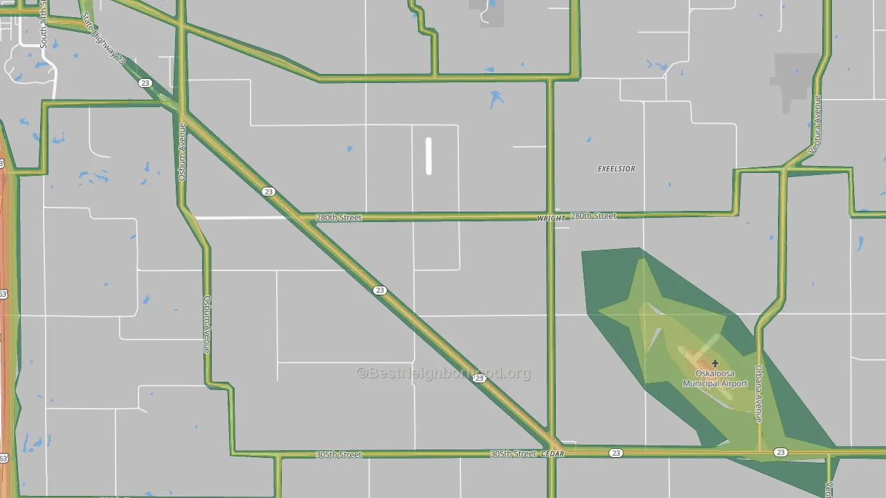Wright, IA Map of Noise Levels in Wright