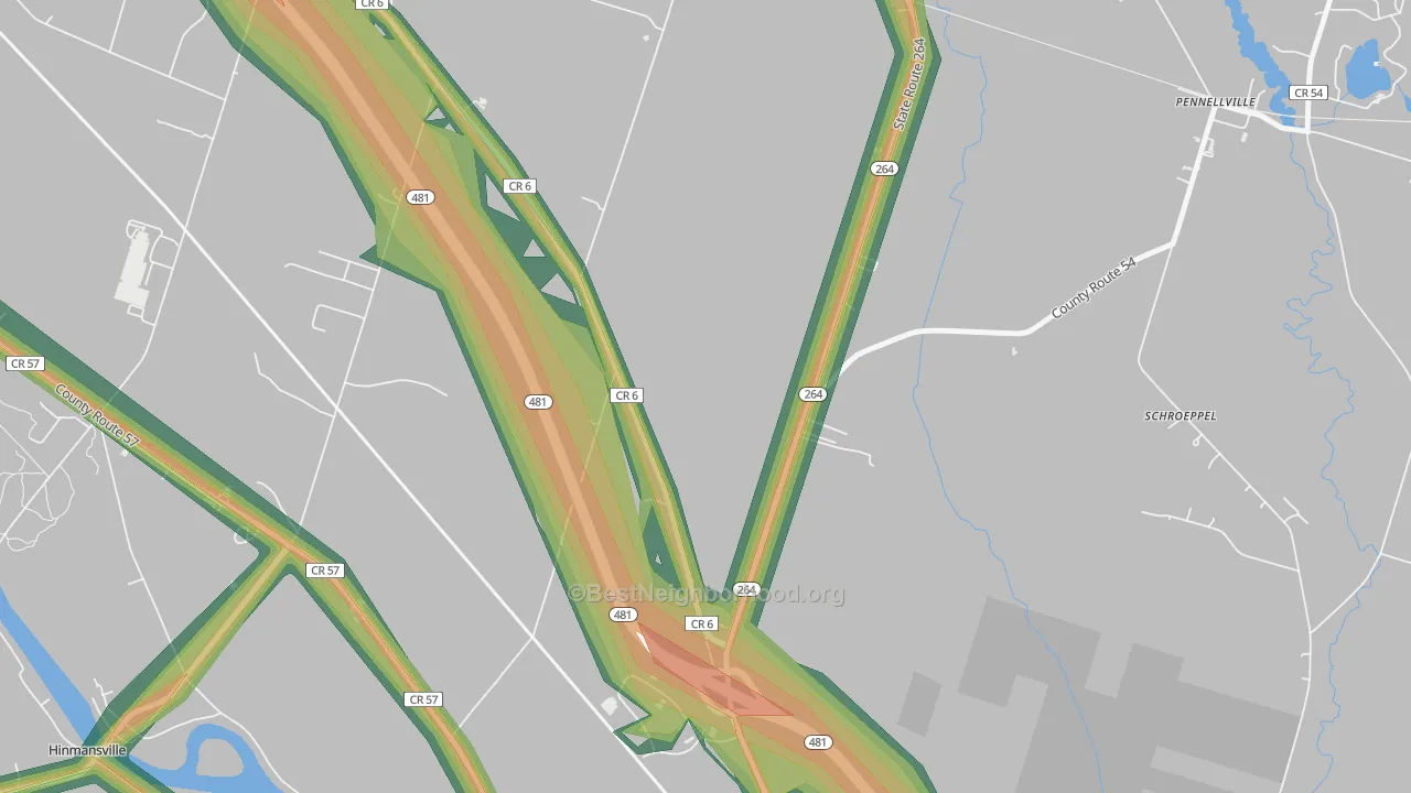 Wrights Corners, NY Map of Noise Levels in Wrights Corners