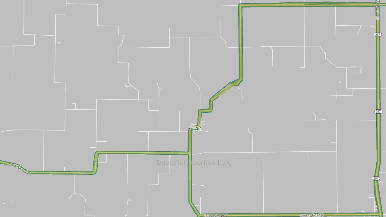 Wrights, IL Map of Noise Levels in Wrights