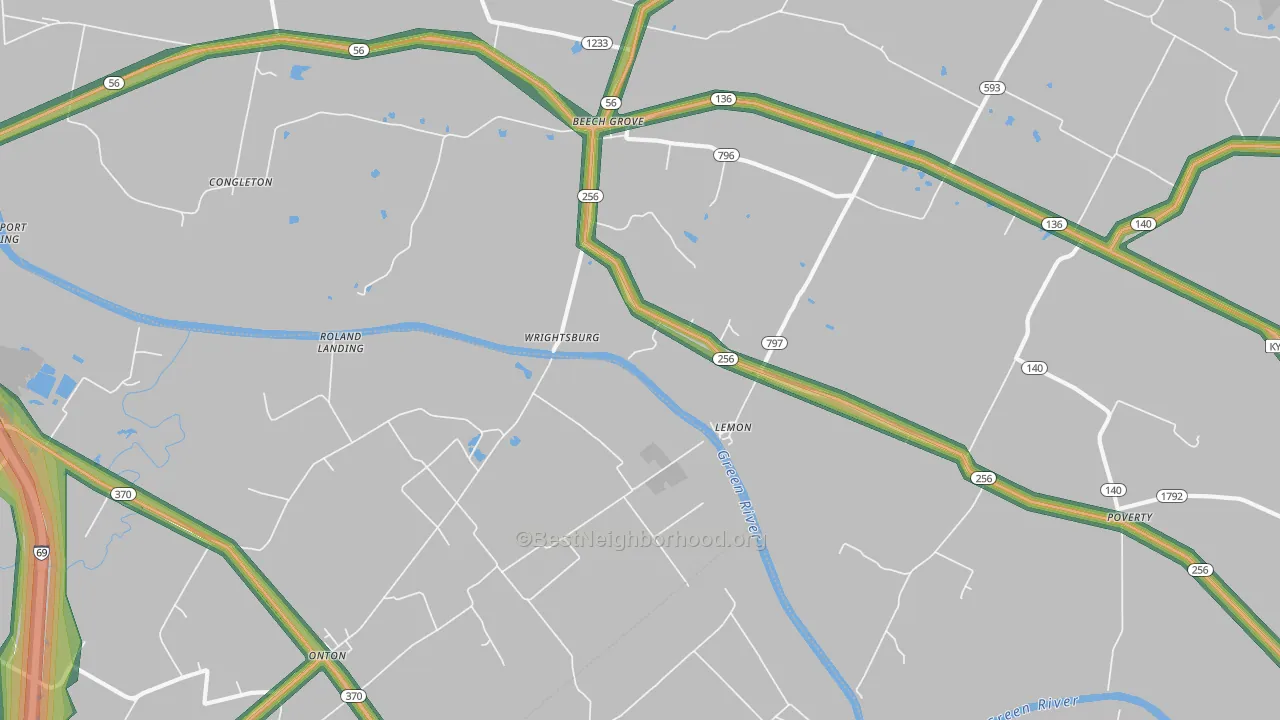 Wrightsburg, KY Map of Noise Levels in Wrightsburg