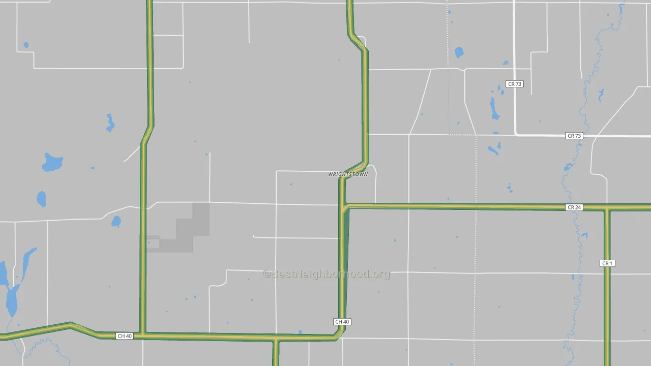 Wrightstown, MN Map of Noise Levels in Wrightstown