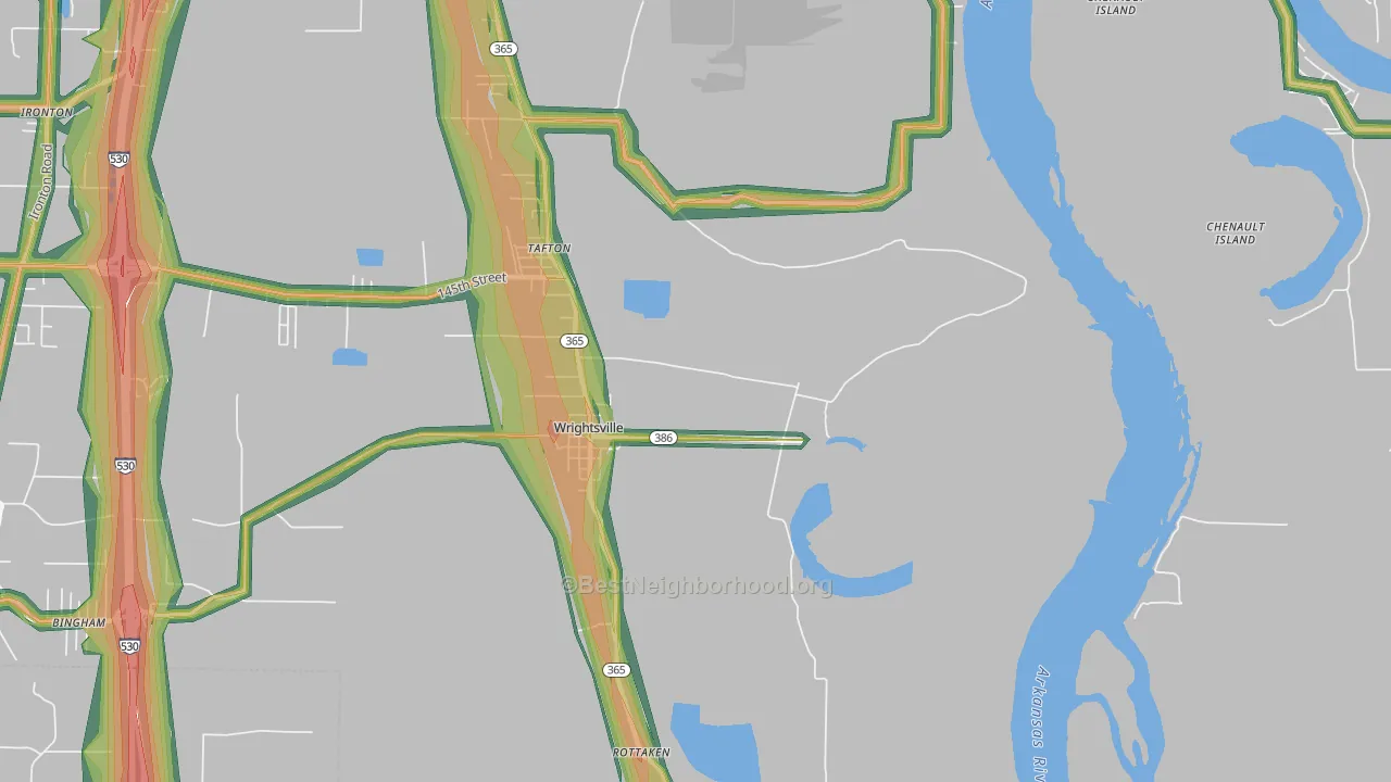 Wrightsville, AR Map of Noise Levels in Wrightsville