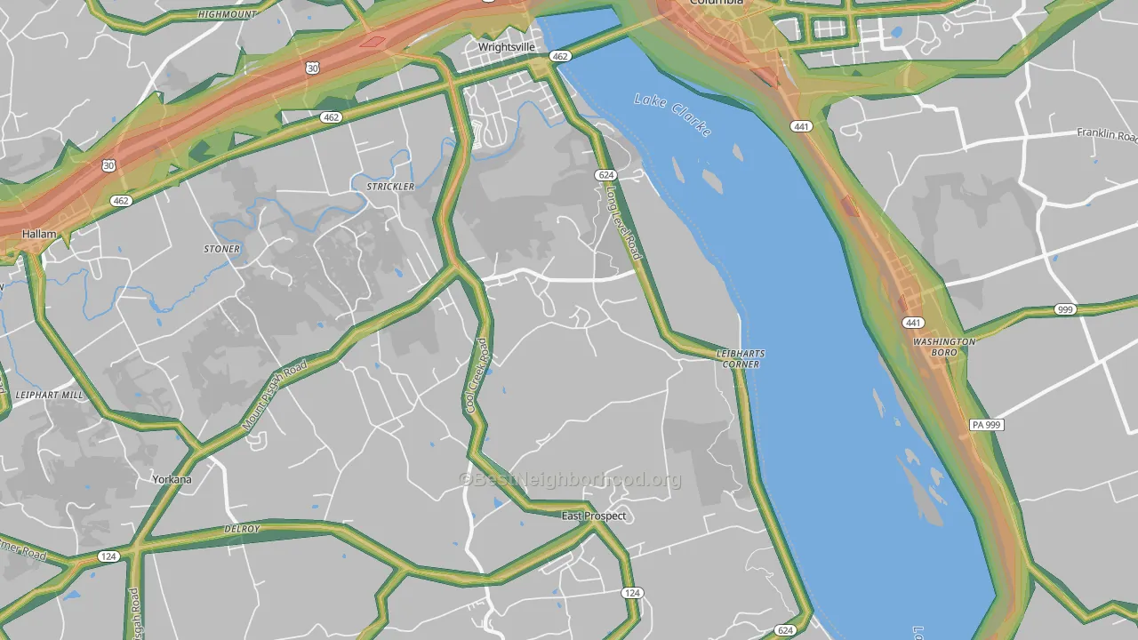 Wrightsville, PA Map of Noise Levels in Wrightsville