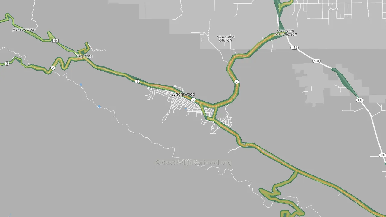 Wrightwood, CA Map of Noise Levels in Wrightwood