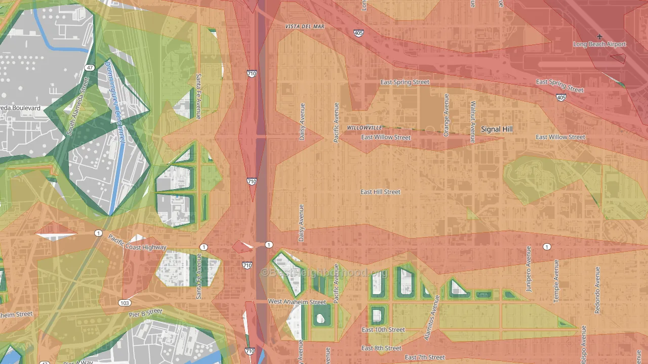 Wrigley, Long Beach, CA Map of Noise Levels in Wrigley