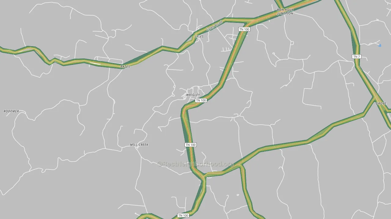 Wrigley, TN Map of Noise Levels in Wrigley