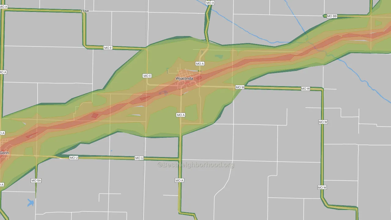 Wyaconda, MO Map of Noise Levels in Wyaconda