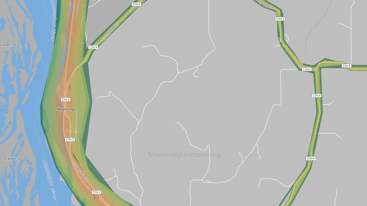 Wyalusing, WI Map of Noise Levels in Wyalusing