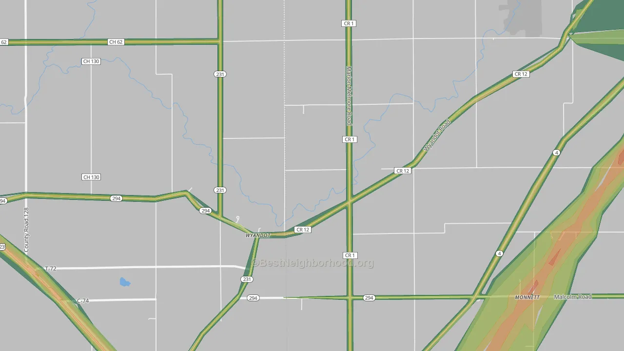 Wyandot, OH Map of Noise Levels in Wyandot