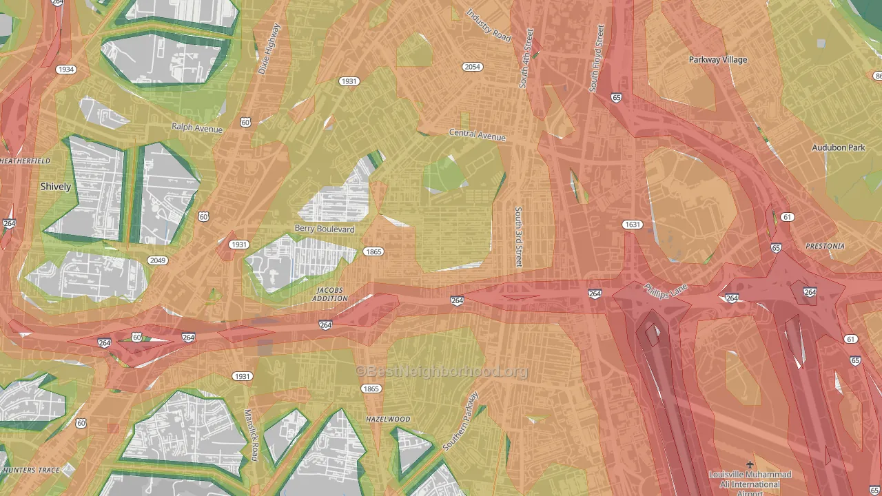 Wyandotte, Louisville, KY Map of Noise Levels in Wyandotte