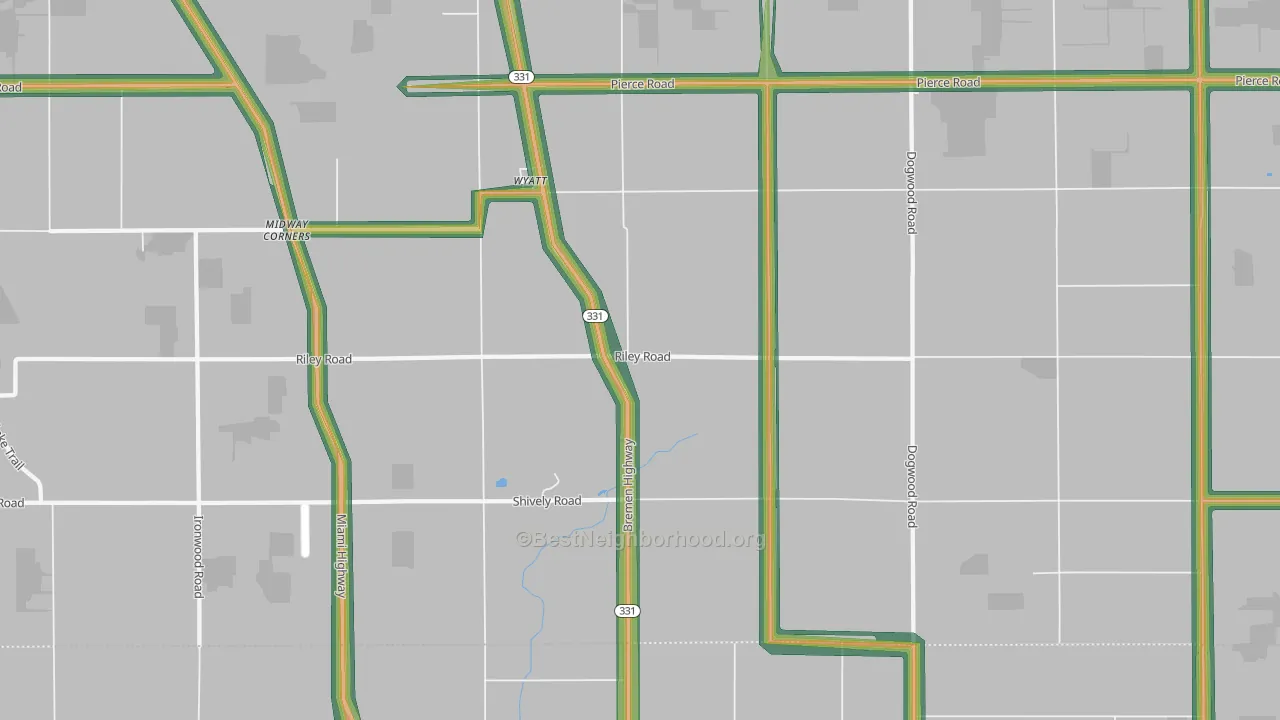 Wyatt, IN Map of Noise Levels in Wyatt