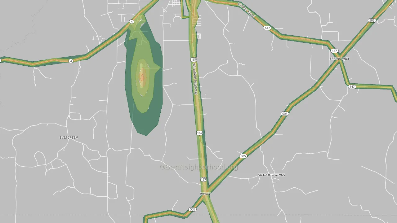 Wyatt, LA Map of Noise Levels in Wyatt