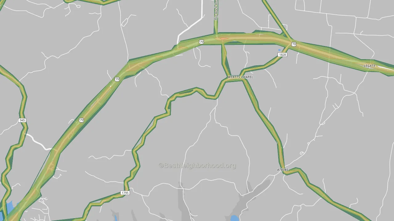 Wyatts Chapel, TN Map of Noise Levels in Wyatts Chapel