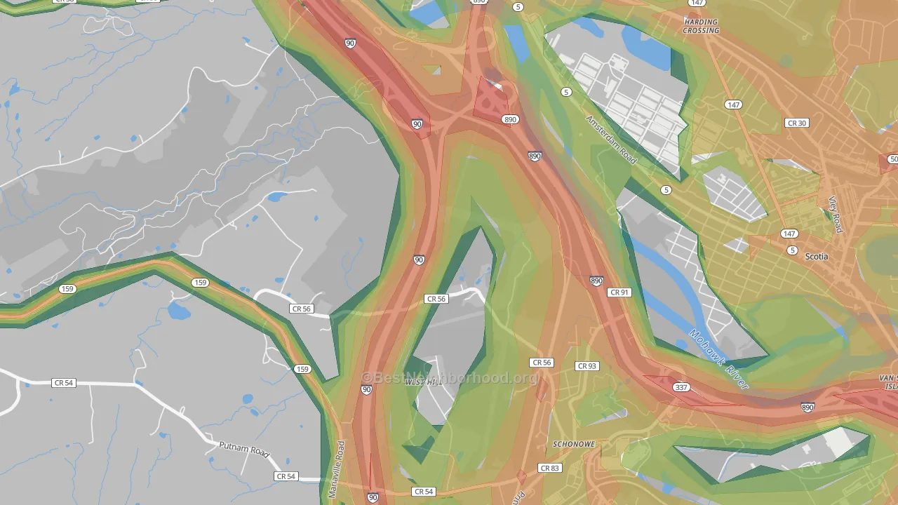 Wyatts, NY Map of Noise Levels in Wyatts