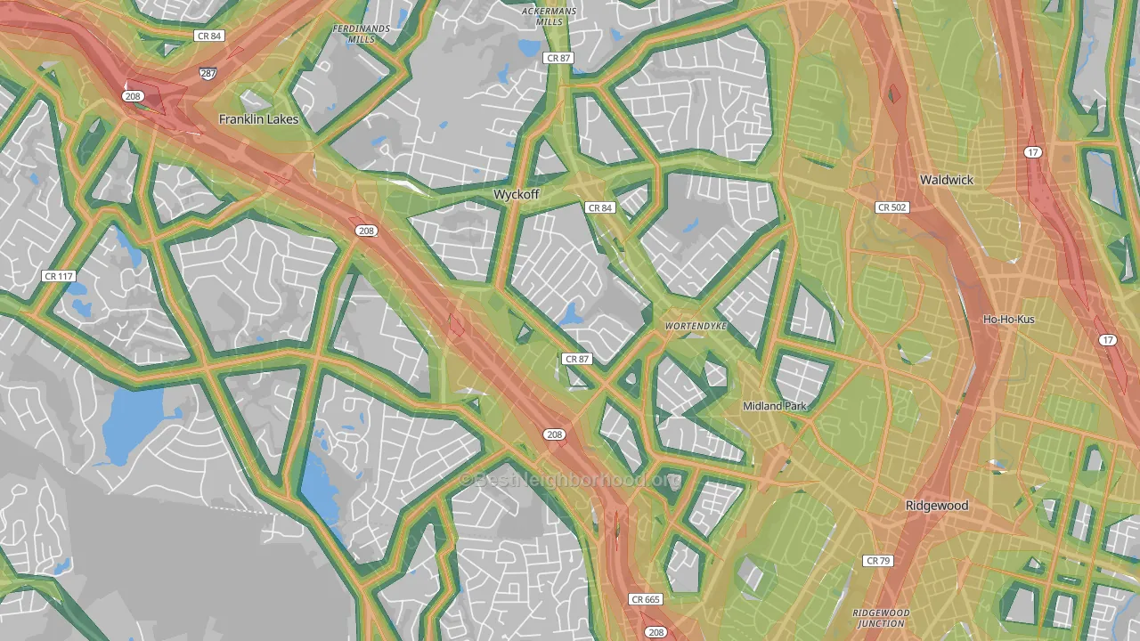 Wyckoff, NJ Map of Noise Levels in Wyckoff