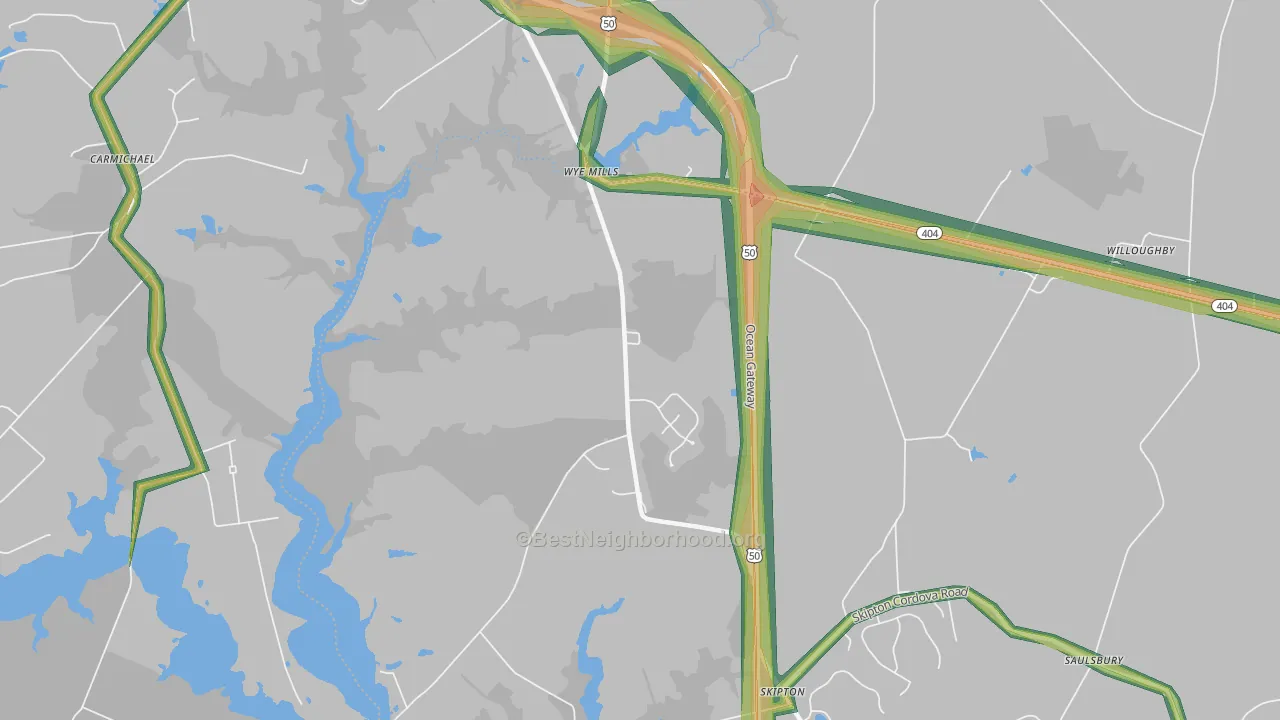 Wye Mills, MD Map of Noise Levels in Wye Mills