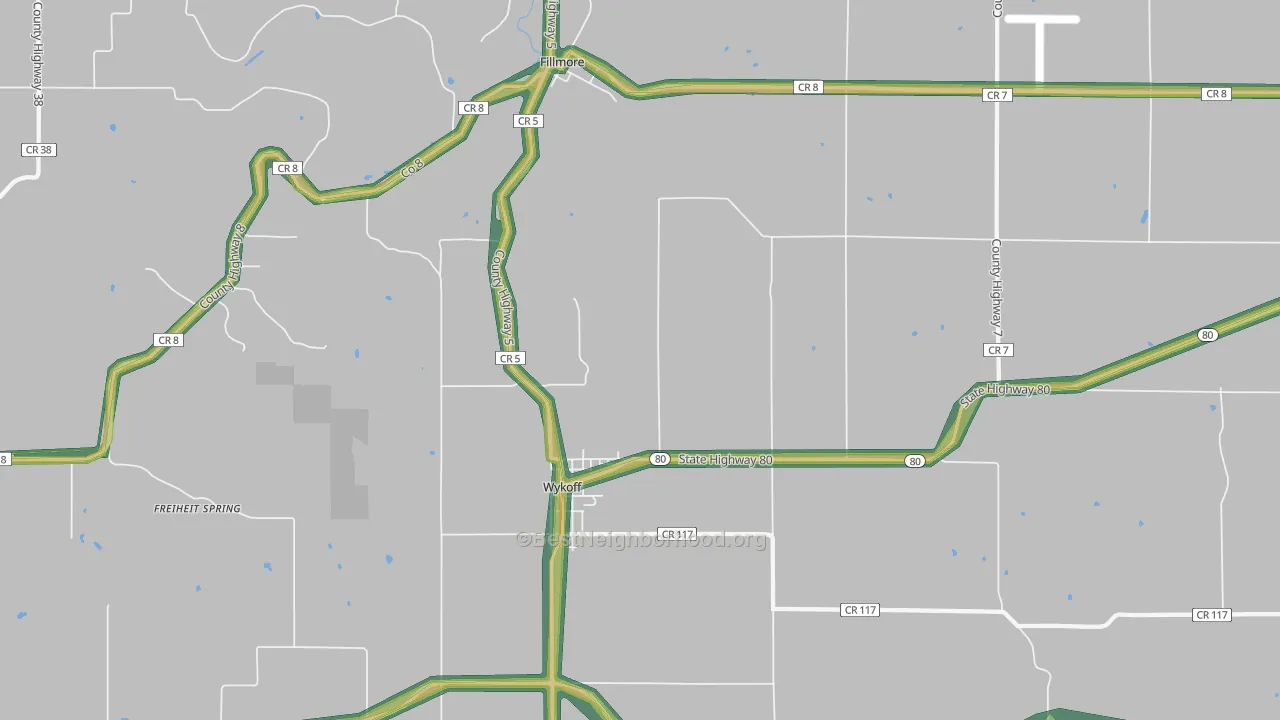 Wykoff, MN Map of Noise Levels in Wykoff