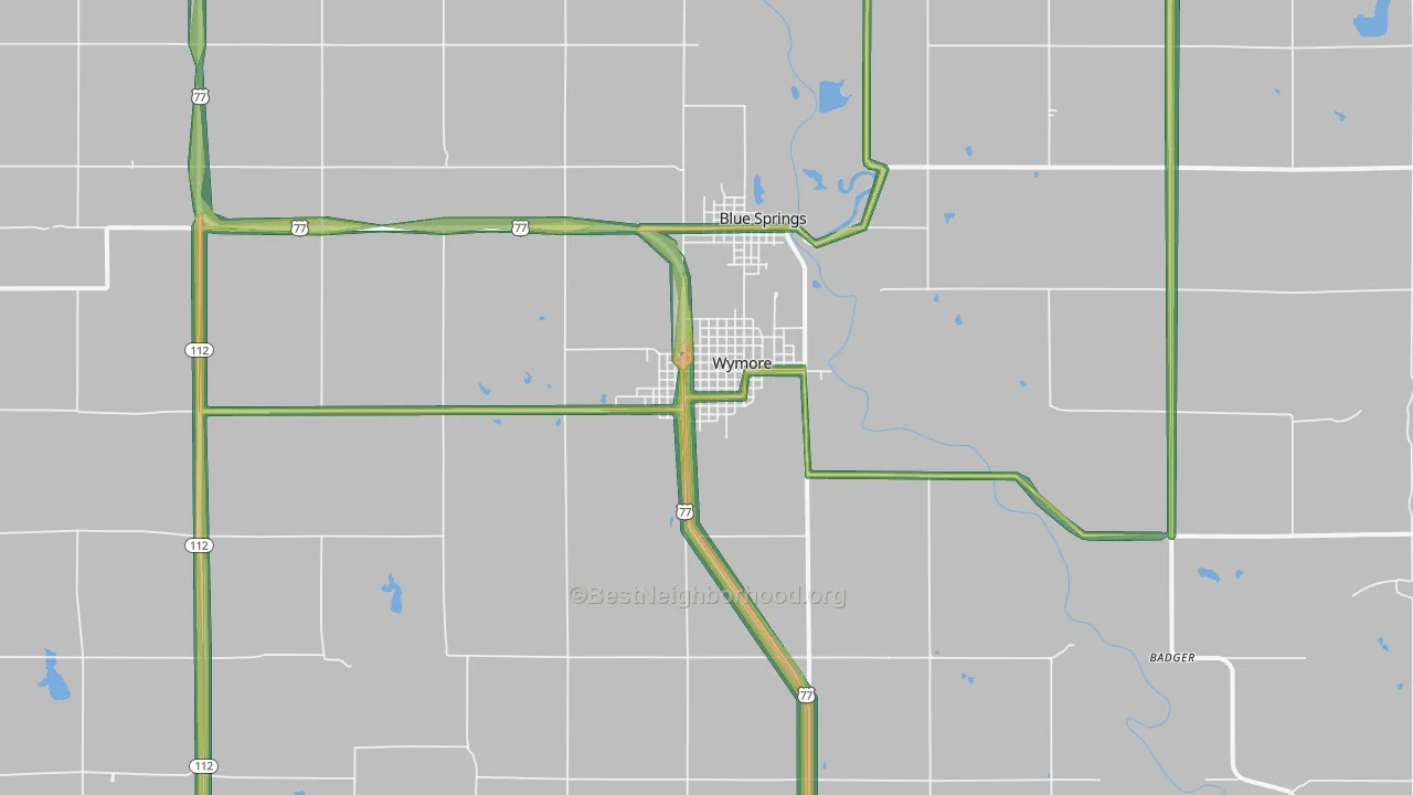 Wymore, NE Map of Noise Levels in Wymore