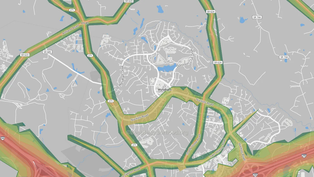 Wyndham, VA Map of Noise Levels in Wyndham