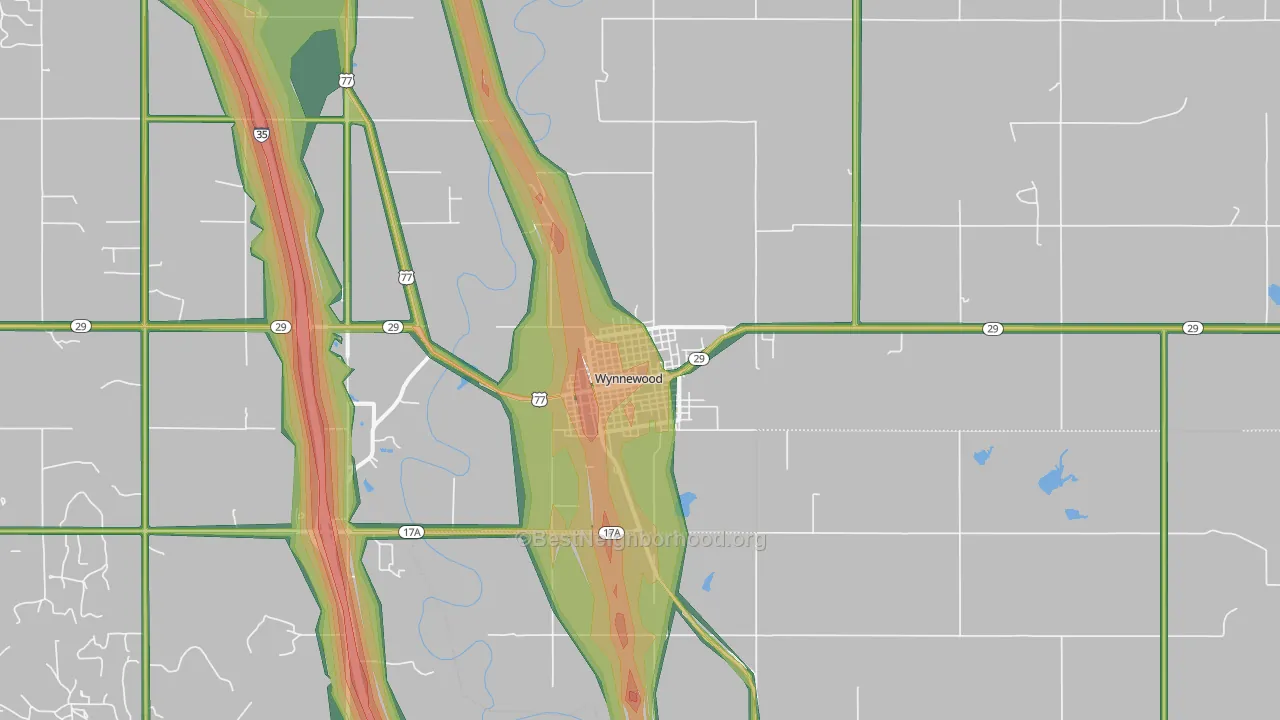 Wynnewood, OK Map of Noise Levels in Wynnewood