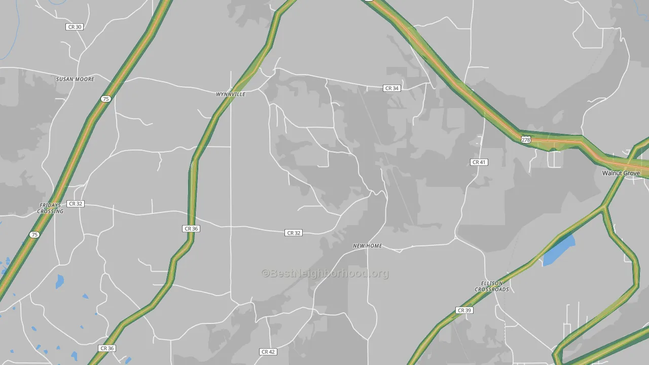 Wynnville, AL Map of Noise Levels in Wynnville