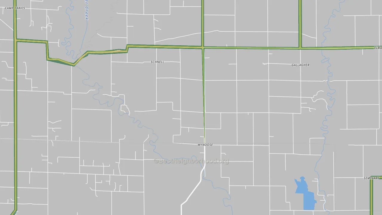 Wynoose, IL Map of Noise Levels in Wynoose