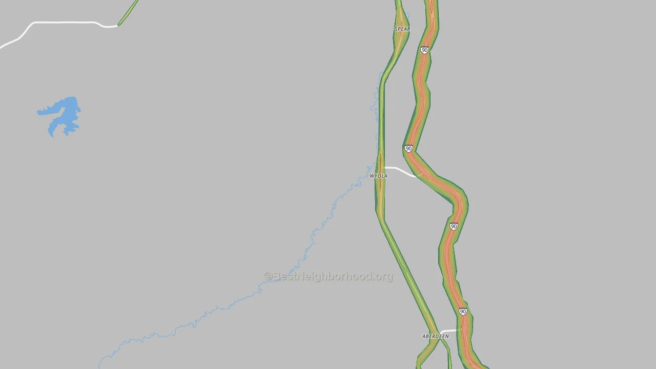 Wyola, MT Map of Noise Levels in Wyola