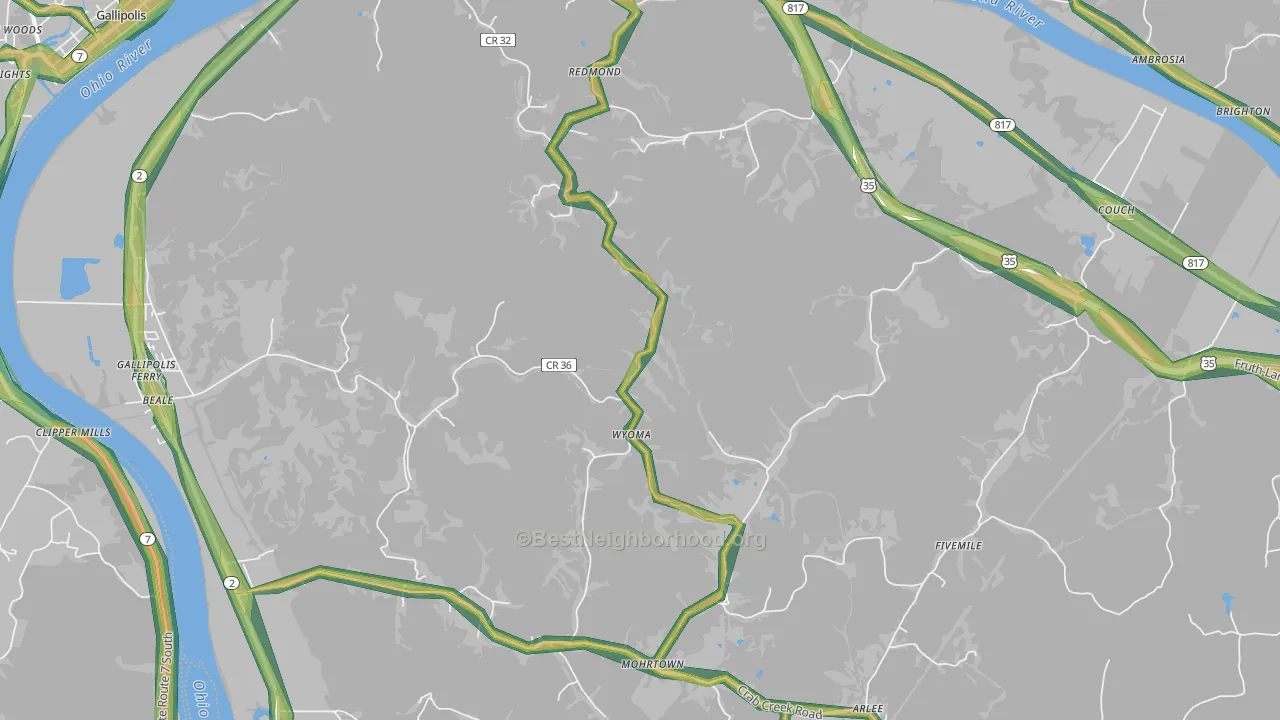 Wyoma, WV Map of Noise Levels in Wyoma