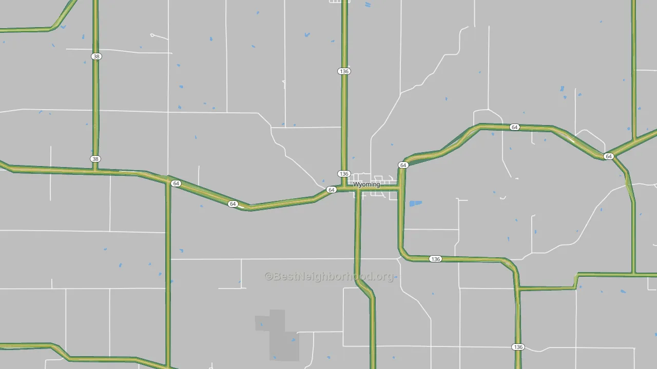Wyoming, IA Map of Noise Levels in Wyoming