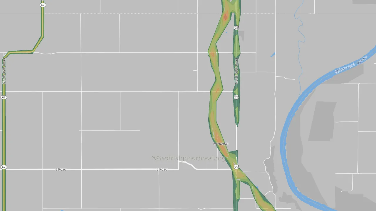 Wyoming, NE Map of Noise Levels in Wyoming