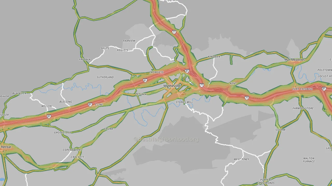 Wytheville, VA Map of Noise Levels in Wytheville