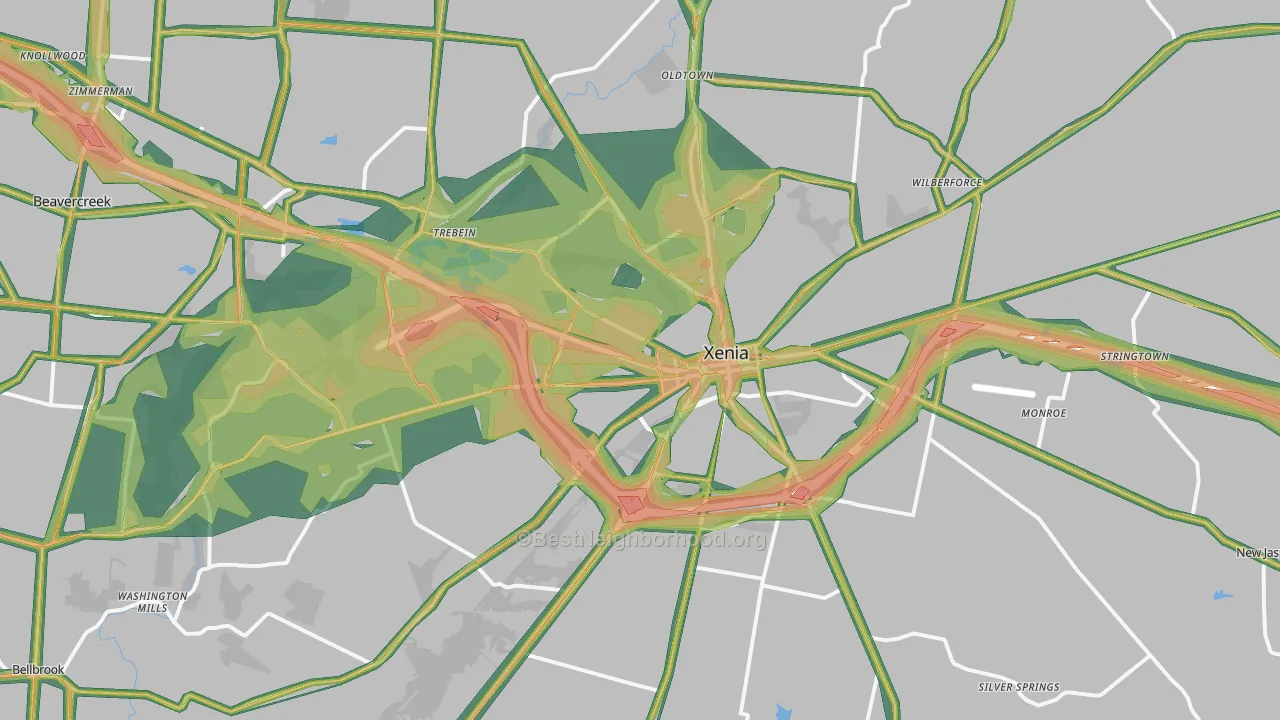 Xenia, OH Map of Noise Levels in Xenia