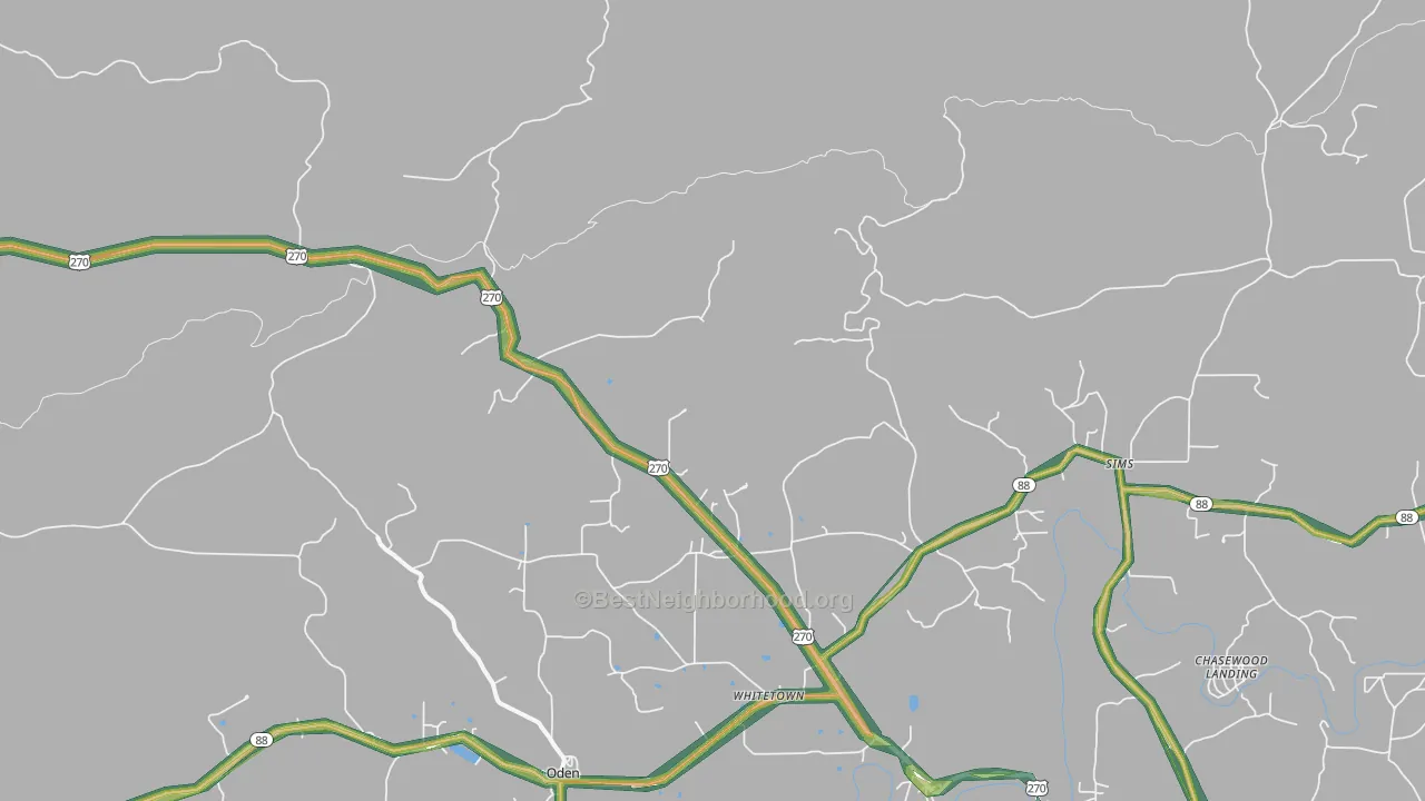 Y City, AR Map of Noise Levels in Y City