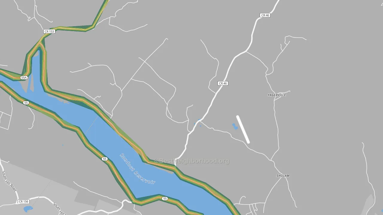 Yagerville, NY Map of Noise Levels in Yagerville