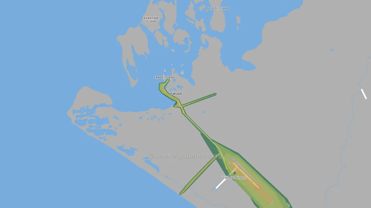Yakutat, AK Map of Noise Levels in Yakutat
