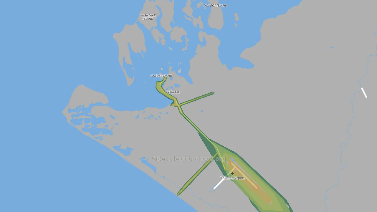 Yakutat City and Borough, AK Map of Noise Levels in Yakutat City and Borough