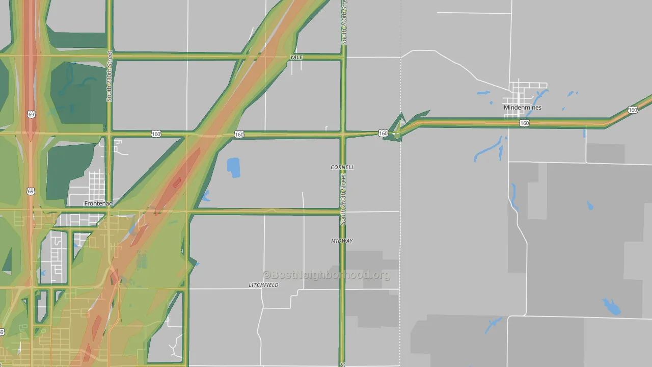 Yale, KS Map of Noise Levels in Yale