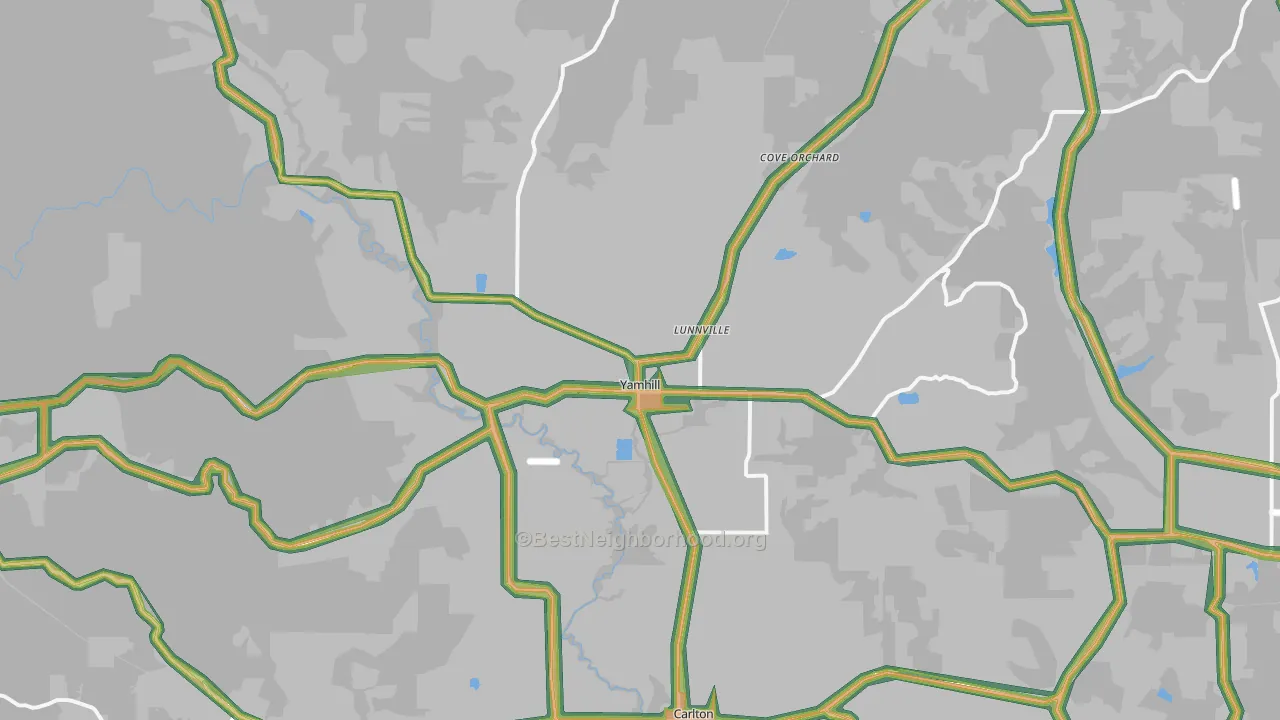 Yamhill, OR Map of Noise Levels in Yamhill
