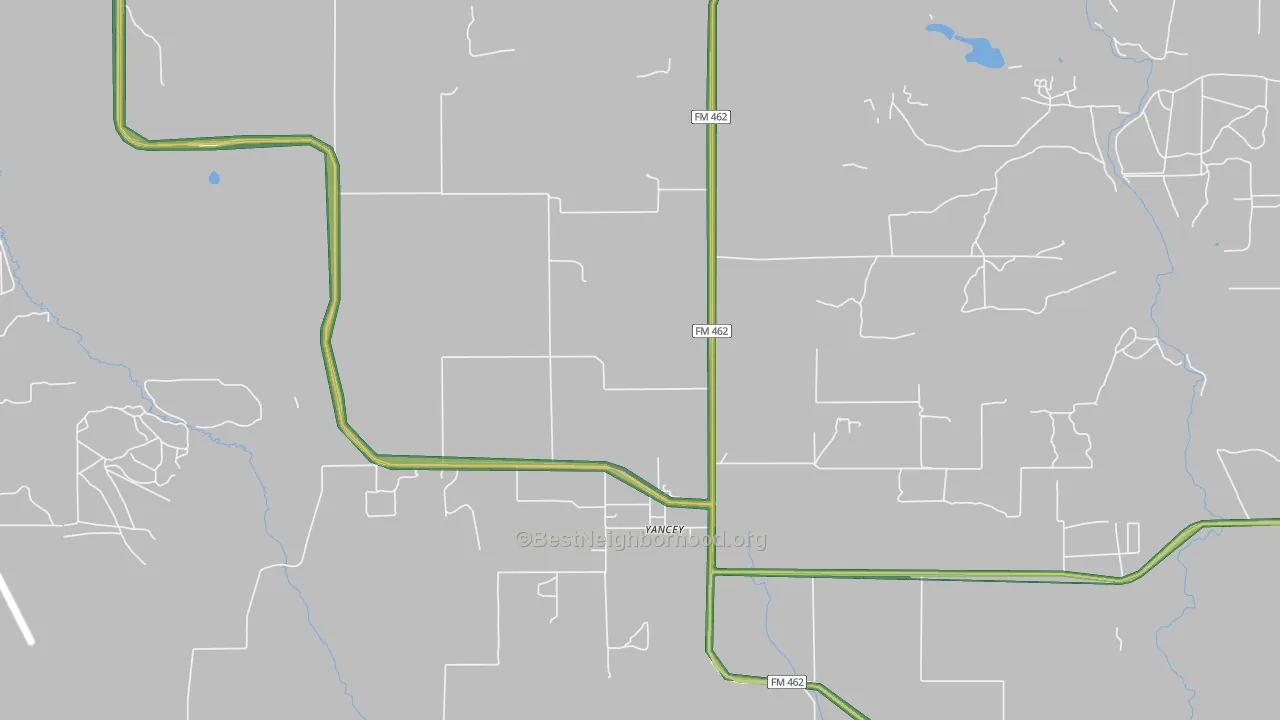 Yancey, TX Map of Noise Levels in Yancey