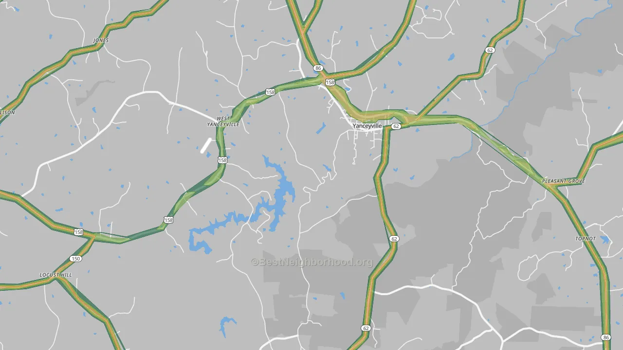 Yanceyville, NC Map of Noise Levels in Yanceyville