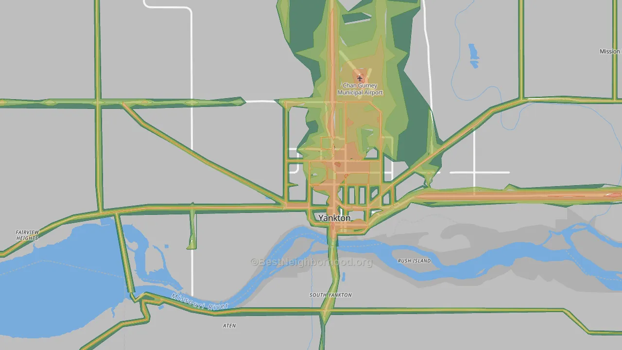 Yankton, SD Map of Noise Levels in Yankton
