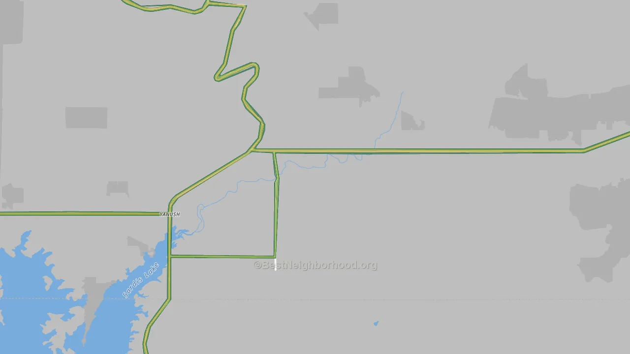 Yanush, OK Map of Noise Levels in Yanush