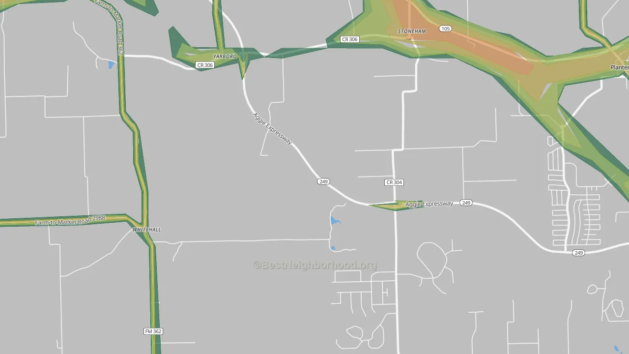 Yarboro, TX Map of Noise Levels in Yarboro