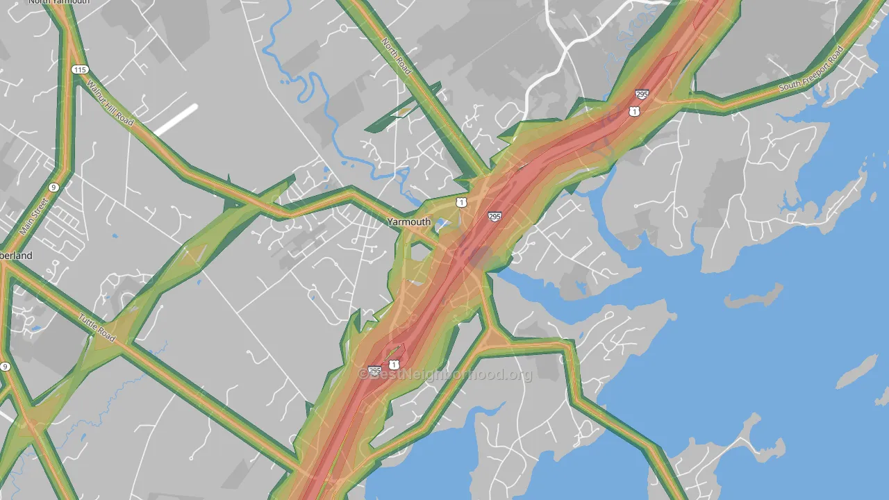 Yarmouth, ME Map of Noise Levels in Yarmouth
