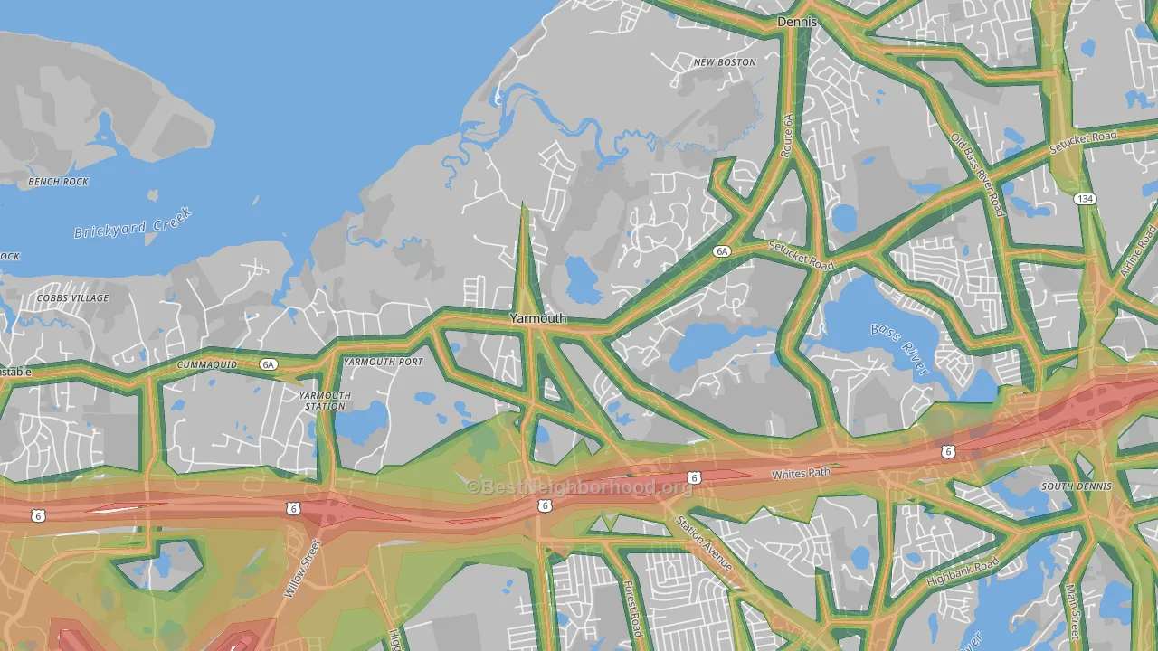 Yarmouth Port, MA Map of Noise Levels in Yarmouth Port