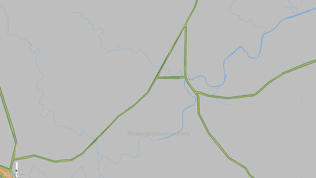 Yates, TX Map of Noise Levels in Yates